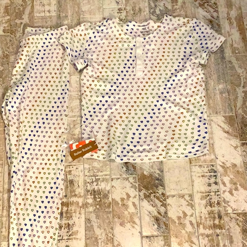 Roller Rabbit 12 girls Disco Heart short Sleeve PJ set